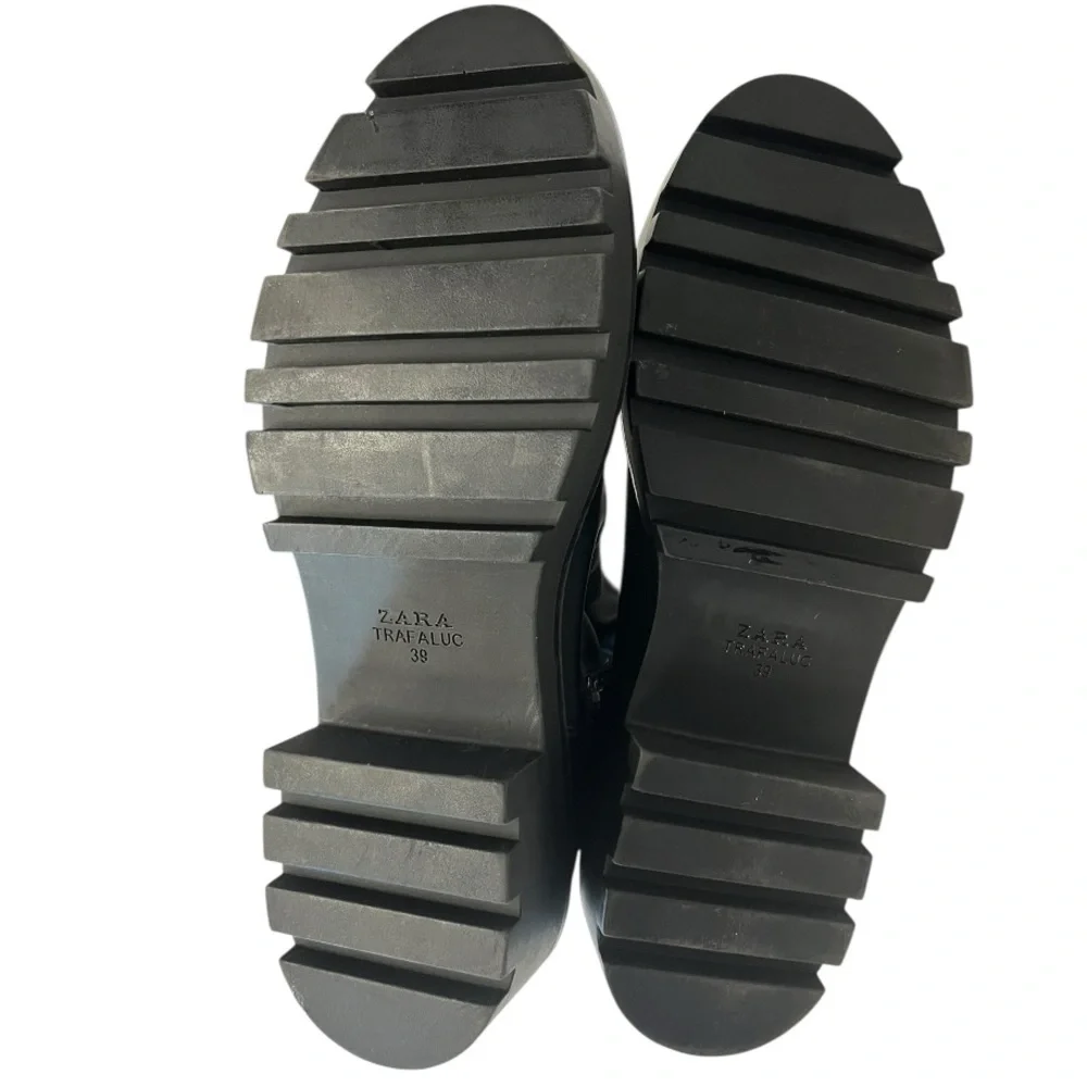 Zara | Tall Lug Soled‎ Boots in Black Size 39 8